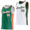 Custom Reversible Kelly Green White-Orange Double Side Star Sublimation Basketball Suit Jersey