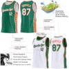 Custom Reversible Kelly Green White-Orange Double Side Star Sublimation Basketball Suit Jersey