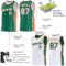 Custom Reversible Kelly Green White-Orange Double Side Star Sublimation Basketball Suit Jersey