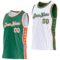 Custom Reversible Kelly Green White-Orange Double Side Star Sublimation Basketball Suit Jersey