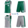 Custom Reversible Kelly Green White-Gray Double Side Star Sublimation Basketball Suit Jersey