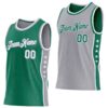 Custom Reversible Kelly Green White-Gray Double Side Star Sublimation Basketball Suit Jersey
