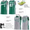 Custom Reversible Kelly Green White-Gray Double Side Star Sublimation Basketball Suit Jersey