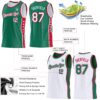 Custom Reversible Kelly Green White-Red Double Side Star Sublimation Basketball Suit Jersey