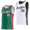 Custom Reversible Kelly Green White-Red Double Side Star Sublimation Basketball Suit Jersey