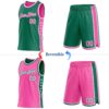 Custom Reversible Kelly Green Pink-White Double Side Star Sublimation Basketball Suit Jersey