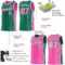 Custom Reversible Kelly Green Pink-White Double Side Star Sublimation Basketball Suit Jersey