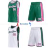 Custom Reversible Kelly Green White-Pink Double Side Star Sublimation Basketball Suit Jersey