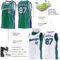 Custom Reversible Kelly Green White-Purple Double Side Star Sublimation Basketball Suit Jersey