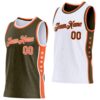 Custom Reversible Olive Orange-White Double Side Star Sublimation Basketball Suit Jersey