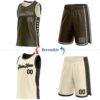 Custom Reversible Olive Black-Cream Double Side Star Sublimation Basketball Suit Jersey