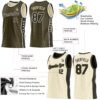 Custom Reversible Olive Black-Cream Double Side Star Sublimation Basketball Suit Jersey