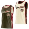 Custom Reversible Olive Vintage USA Flag-Cream Double Side Star Sublimation Basketball Suit Jersey