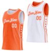 Custom Reversible Orange White Double Side Star Sublimation Basketball Suit Jersey