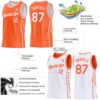 Custom Reversible Orange White Double Side Star Sublimation Basketball Suit Jersey