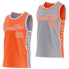 Custom Reversible Orange White-Gray Double Side Star Sublimation Basketball Suit Jersey