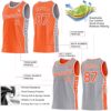 Custom Reversible Orange White-Gray Double Side Star Sublimation Basketball Suit Jersey