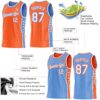 Custom Reversible Orange White-Lakes Blue Double Side Star Sublimation Basketball Suit Jersey