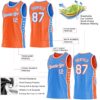 Custom Reversible Orange White-Powder Blue Double Side Star Sublimation Basketball Suit Jersey