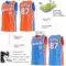 Custom Reversible Orange White-Powder Blue Double Side Star Sublimation Basketball Suit Jersey