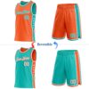 Custom Reversible Orange Aqua-White Double Side Star Sublimation Basketball Suit Jersey