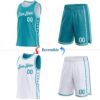 Custom Reversible Teal White Double Side Star Sublimation Basketball Suit Jersey
