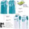 Custom Reversible Teal White Double Side Star Sublimation Basketball Suit Jersey
