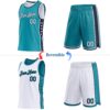Custom Reversible Teal White-Navy Double Side Star Sublimation Basketball Suit Jersey