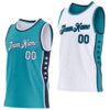 Custom Reversible Teal White-Navy Double Side Star Sublimation Basketball Suit Jersey
