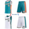 Custom Reversible Teal Orange-White Double Side Star Sublimation Basketball Suit Jersey