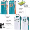 Custom Reversible Teal Orange-White Double Side Star Sublimation Basketball Suit Jersey