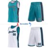 Custom Reversible Teal Gray-Navy Double Side Star Sublimation Basketball Suit Jersey