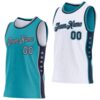 Custom Reversible Teal Gray-Navy Double Side Star Sublimation Basketball Suit Jersey