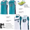 Custom Reversible Teal Gray-Navy Double Side Star Sublimation Basketball Suit Jersey