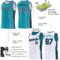 Custom Reversible Teal Gray-Navy Double Side Star Sublimation Basketball Suit Jersey