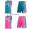 Custom Reversible Teal White-Pink Double Side Star Sublimation Basketball Suit Jersey