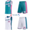 Custom Reversible Teal White-Pink Double Side Star Sublimation Basketball Suit Jersey