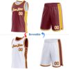 Custom Reversible Burgundy White-Gold Double Side Star Sublimation Basketball Suit Jersey
