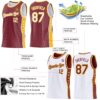 Custom Reversible Burgundy White-Gold Double Side Star Sublimation Basketball Suit Jersey