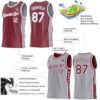 Custom Reversible Burgundy White-Gray Double Side Star Sublimation Basketball Suit Jersey