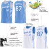 Custom Reversible Lakes Blue White Double Side Star Sublimation Basketball Suit Jersey