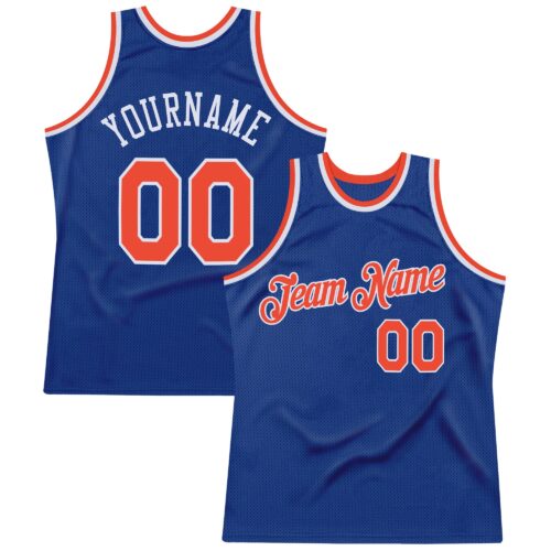 Royal0108 Custom Royal Orange-White Authentic Throwback Basketball Jersey