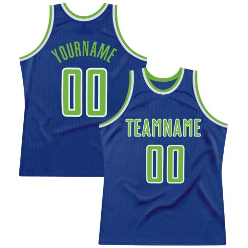 Royal0109 Custom Royal Neon Green-White Authentic Throwback Basketball Jersey