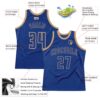 Custom Royal Royal-Old Gold Authentic Throwback Basketball Jersey