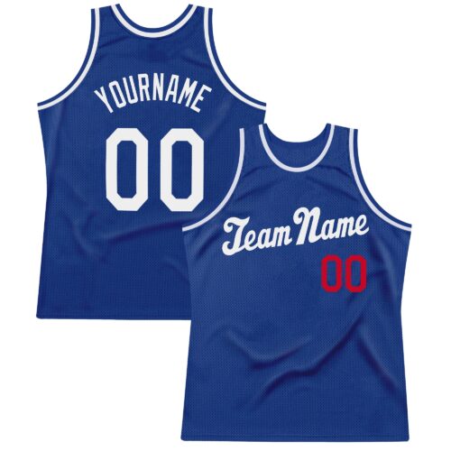 Royal0114 Custom Royal White-Red Authentic Throwback Basketball Jersey