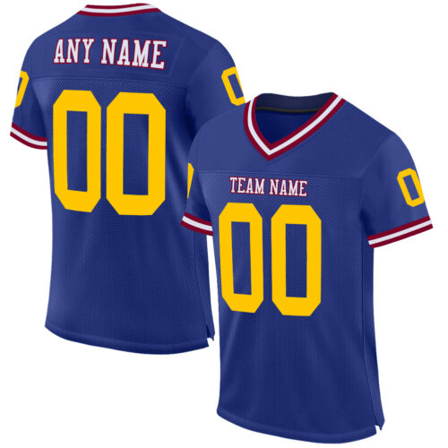 Royal0164 Custom Royal Gold-Maroon Mesh Authentic Throwback Football Jersey