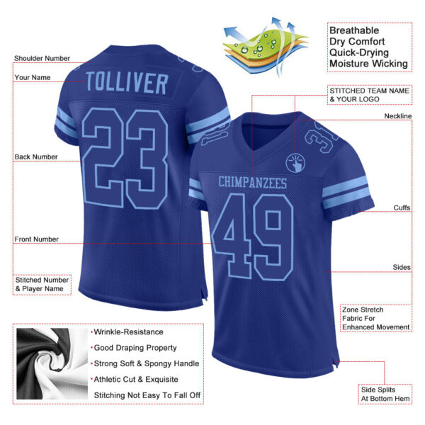 Royal0203-1 Custom Royal Royal-Light Blue Mesh Authentic Football Jersey