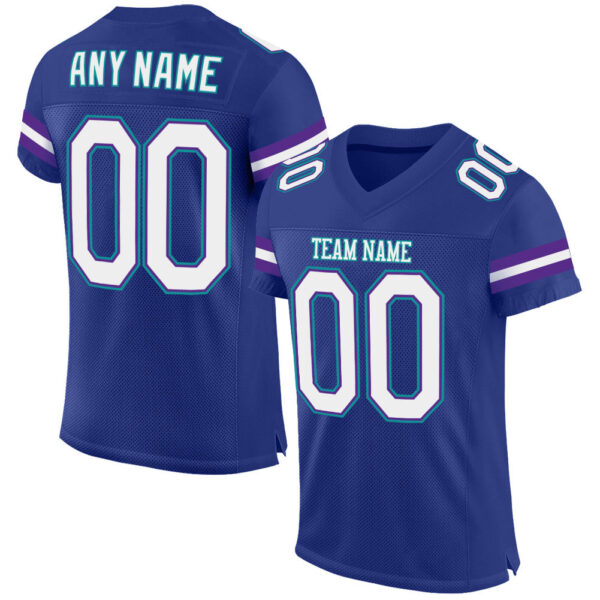 Royal0205 Custom Royal White-Purple Mesh Authentic Football Jersey