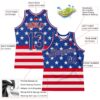 Custom Royal Royal-Red 3D Pattern Design American Flag Authentic Basketball Jersey