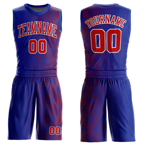 Royal0362 Custom Royal Red-White Round Neck Sublimation Basketball Suit Jersey